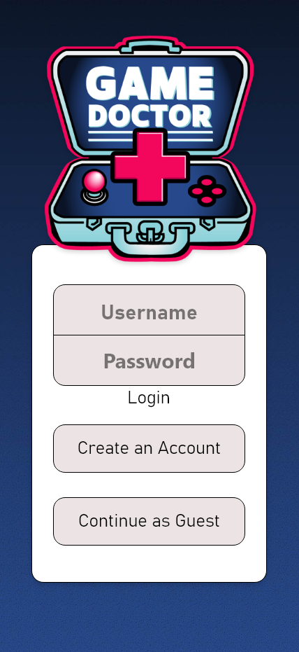 Screenshot of Game doctor login page